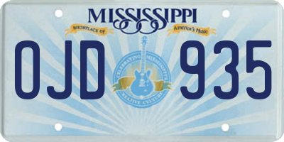 MS license plate OJD935