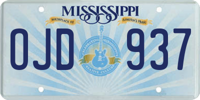 MS license plate OJD937