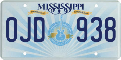 MS license plate OJD938
