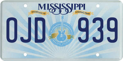 MS license plate OJD939