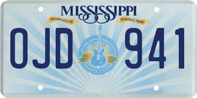 MS license plate OJD941