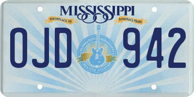 MS license plate OJD942