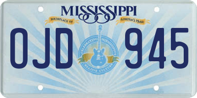 MS license plate OJD945
