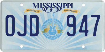 MS license plate OJD947