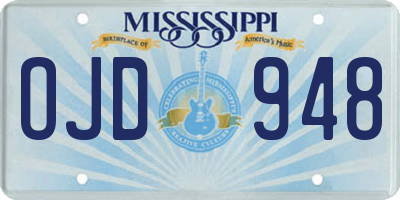 MS license plate OJD948