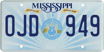 MS license plate OJD949