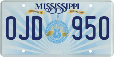 MS license plate OJD950