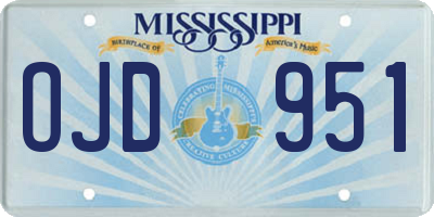MS license plate OJD951