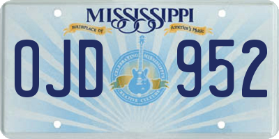 MS license plate OJD952