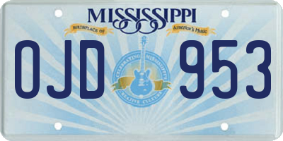 MS license plate OJD953