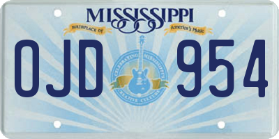 MS license plate OJD954