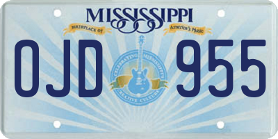 MS license plate OJD955