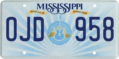 MS license plate OJD958