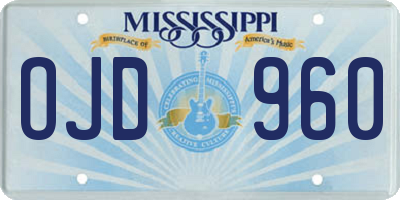 MS license plate OJD960
