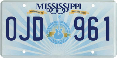 MS license plate OJD961