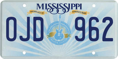 MS license plate OJD962
