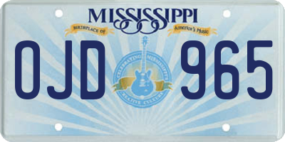 MS license plate OJD965