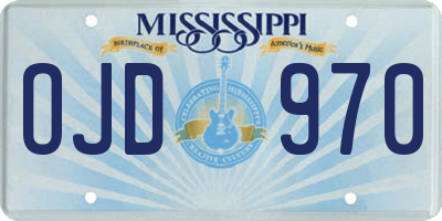 MS license plate OJD970
