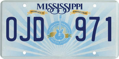 MS license plate OJD971