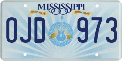 MS license plate OJD973