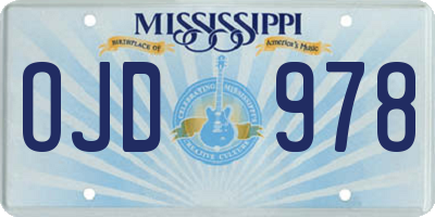 MS license plate OJD978