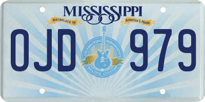 MS license plate OJD979