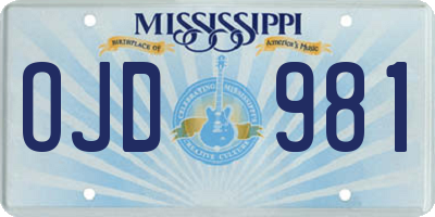 MS license plate OJD981