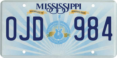 MS license plate OJD984
