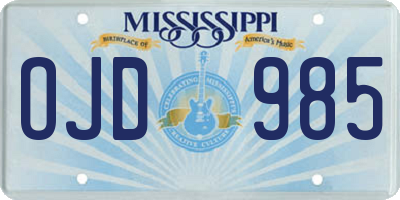 MS license plate OJD985