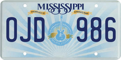 MS license plate OJD986