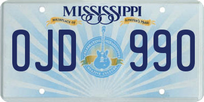 MS license plate OJD990
