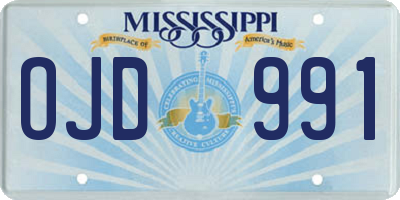 MS license plate OJD991