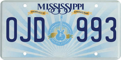 MS license plate OJD993