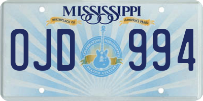 MS license plate OJD994