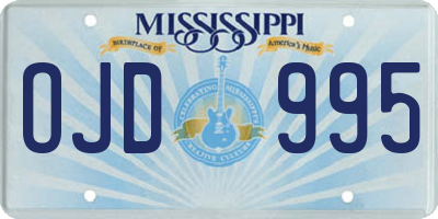 MS license plate OJD995