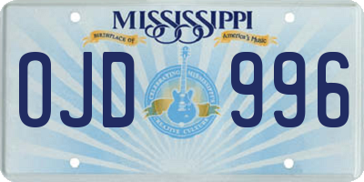 MS license plate OJD996