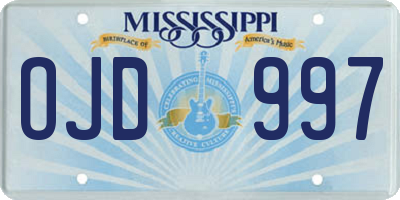 MS license plate OJD997