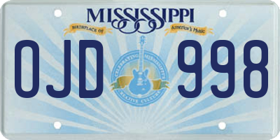 MS license plate OJD998
