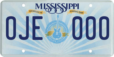 MS license plate OJE000