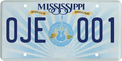 MS license plate OJE001