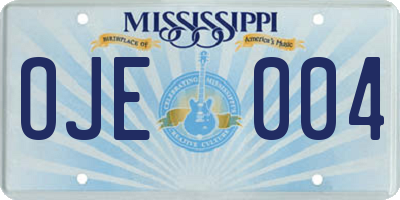MS license plate OJE004