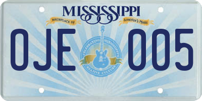 MS license plate OJE005