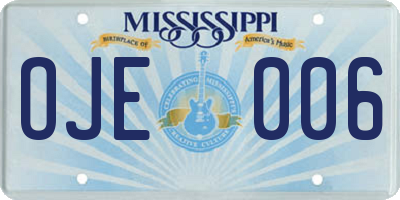MS license plate OJE006