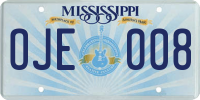 MS license plate OJE008