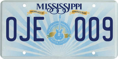 MS license plate OJE009