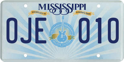 MS license plate OJE010