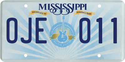MS license plate OJE011