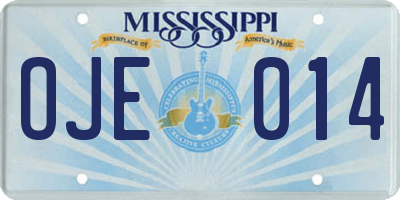 MS license plate OJE014