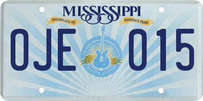 MS license plate OJE015