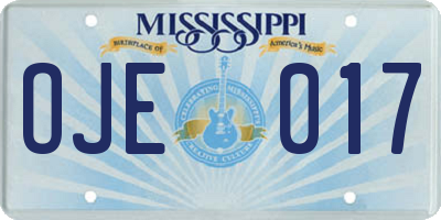 MS license plate OJE017